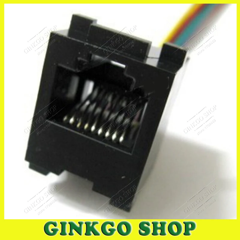 

250pcs/lot 8 Pins RJ45 PCB Mounting Type RJ11 8P8C Modular Telephone Adaptors Connectors Jack with cable 641D-8P8C 150mm Length