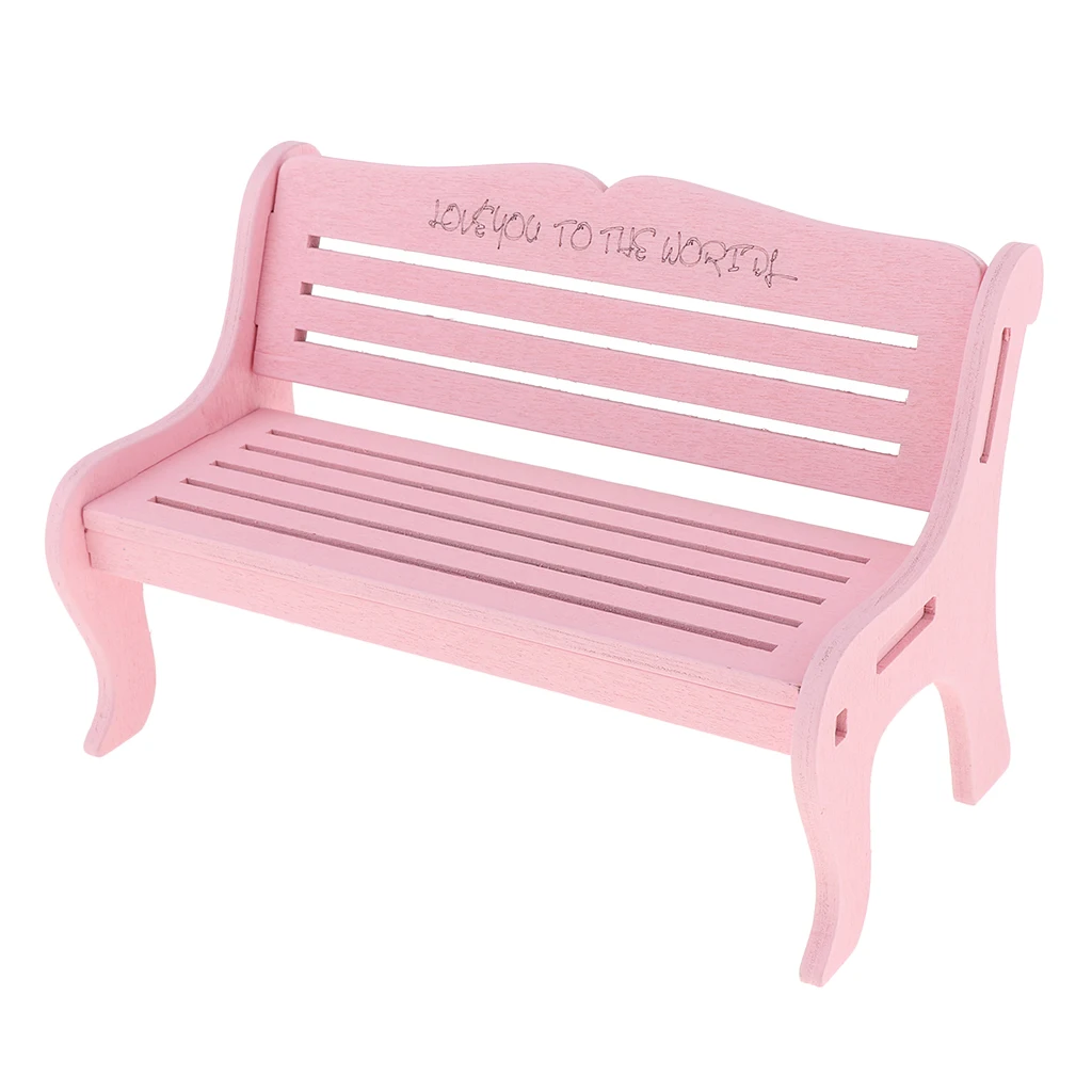 1/6 Dollhouse Fairy Garden Park Bench Furniture for Blythe BJD Pink | Игрушки и хобби