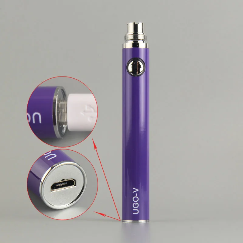 purple UGO V Ego T 650 900 мАч вейпер ручка батарея 510 Threading eVod passхотя USB зарядное устройство электронная сигарета подходит распылитель GS H2 CE4 - Цвет: purple