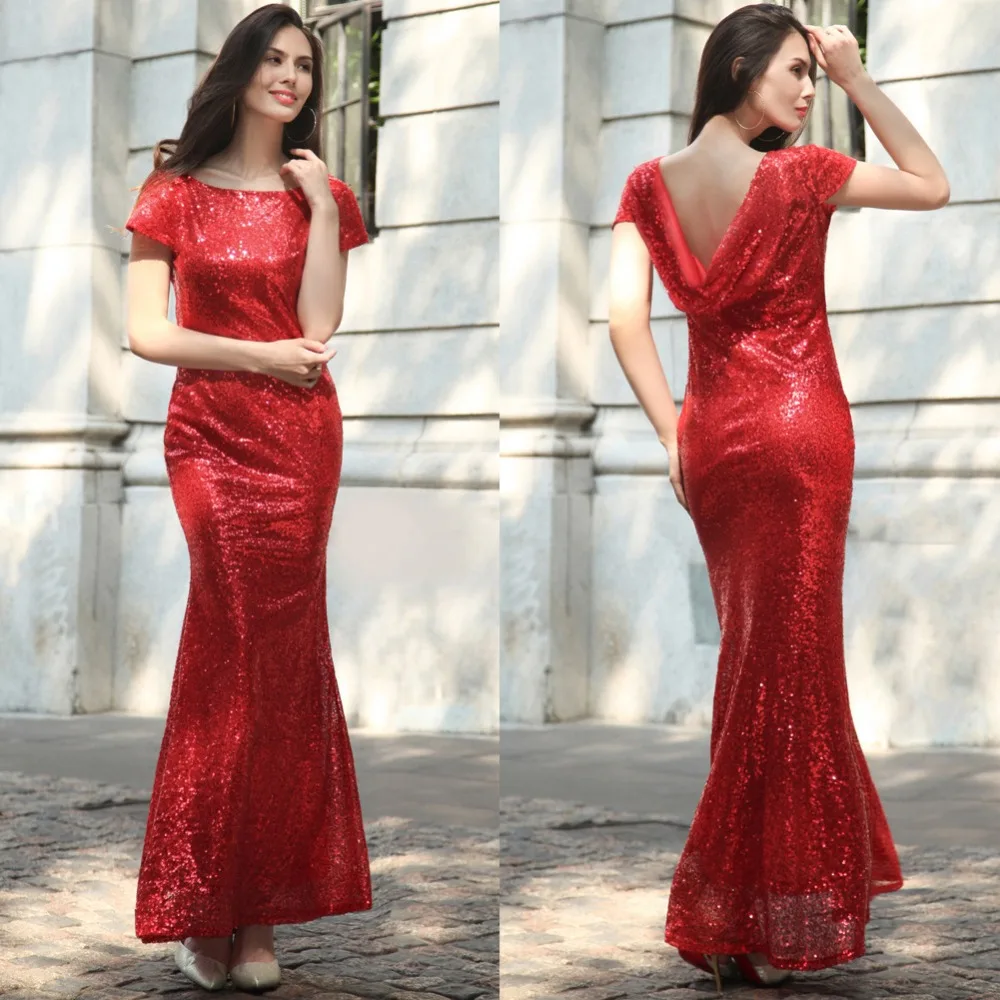2017 Женщины Золото Sequin Dress Империя О-Образным Вырезом С Коротким Рукавом Винтаж