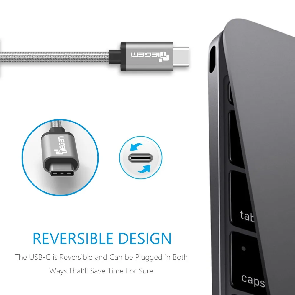 TIEGEM USB 3,1 type-C кабель Высокоскоростной USB 3,0 Шнур кабель для MacBook для Xiaomi 4S 5 letv samsung s8 type-c для Nexus 5X6 P