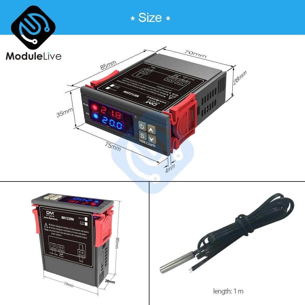 Цифровой дисплей MH1220W 220V 110V 12V термостат температурный контроллер внутренний