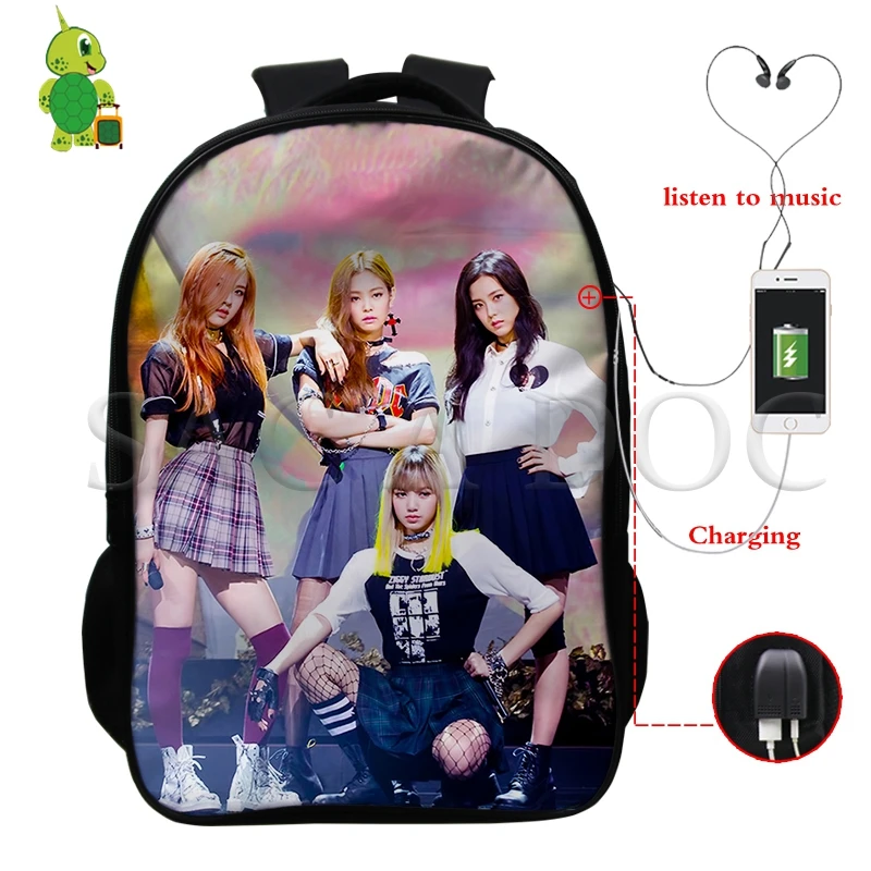 25 Корейские рюкзаки Kpop Blackpink Kill This рюкзак для женщин и мужчин USB зарядка для ноутбука сумка Jisoo/Дженни школьные и дорожные сумки - Цвет: 25