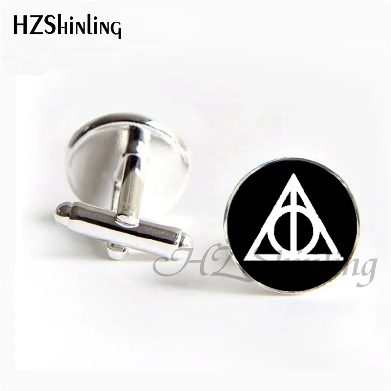 11 HZShinling новые модные запонки Deathly Hallows ручной работы H P запонки "пленка для фотоаппарата" Символ Deathly Hallows для мужчин рубашка манжета - Окраска металла: 11