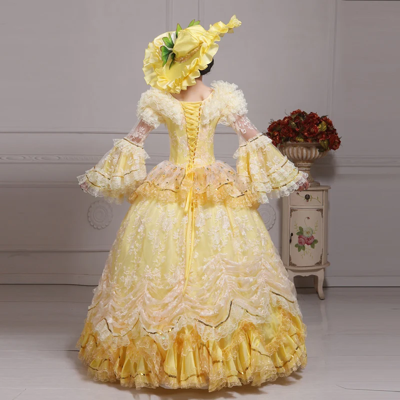 2017 Брендовое Новое желтое кружевное платье Антуанетты в стиле средневекового