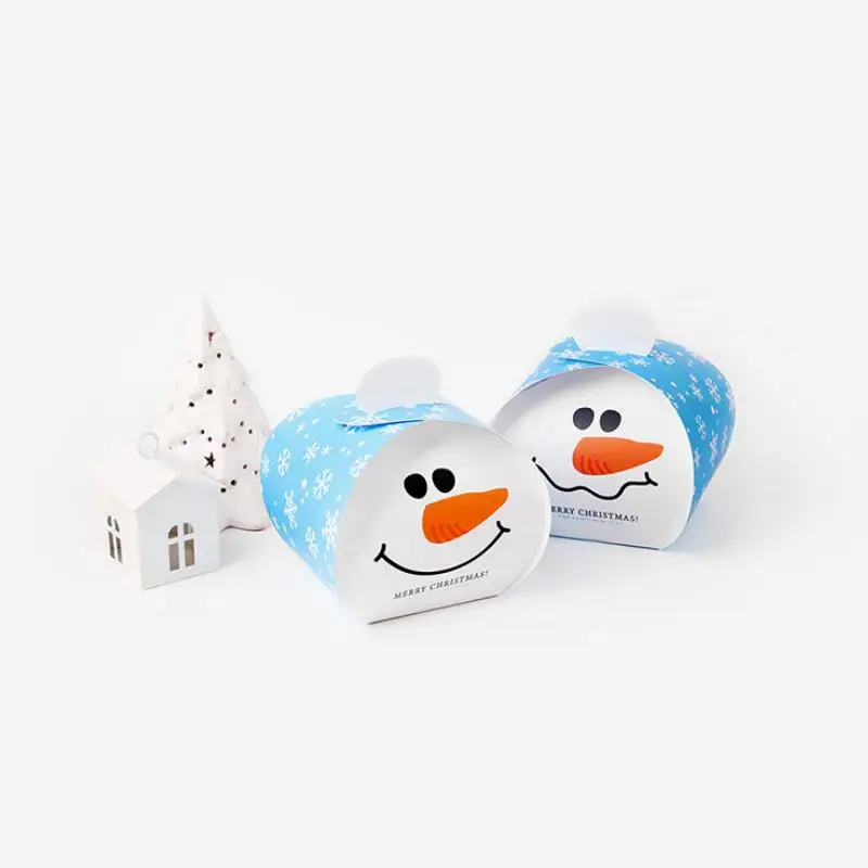 

20pcs/lot Cute Blue Snowman Halloween Candy Box Christmas Printed Paper Gift Box Paper Christmas Party Decor