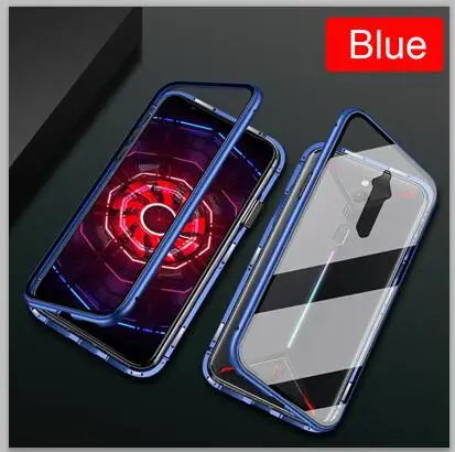 Black Роскошный Магнитный адсорбционный чехол для zte nubia Red Magic 3, металлическая рамка, прозрачное закаленное стекло для zte nubia Red Magic3 NX629J - Цвет: Black