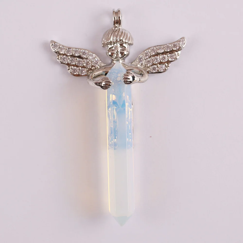 

Opal Stone Bead GEM Pendant Lucky Angel Jewelry S3016