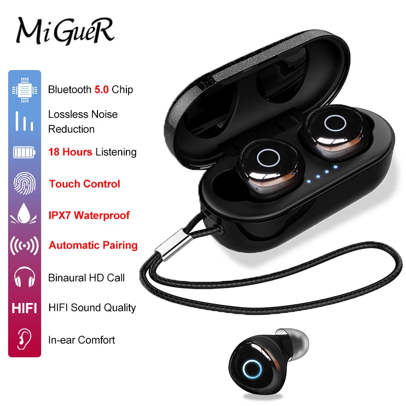OVEVO Q65 TWS Bluetooth 5,0 наушники IPX7 водонепроницаемые Dual Wrieless 3D стерео гарнитура спортивные наушники с микрофоном для Xiaomi huawei