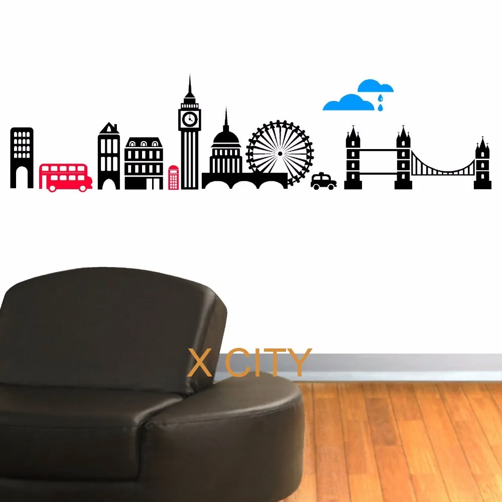 Лондонский SKYLINE креативный настенный стикер с пейзажем виниловая художественная