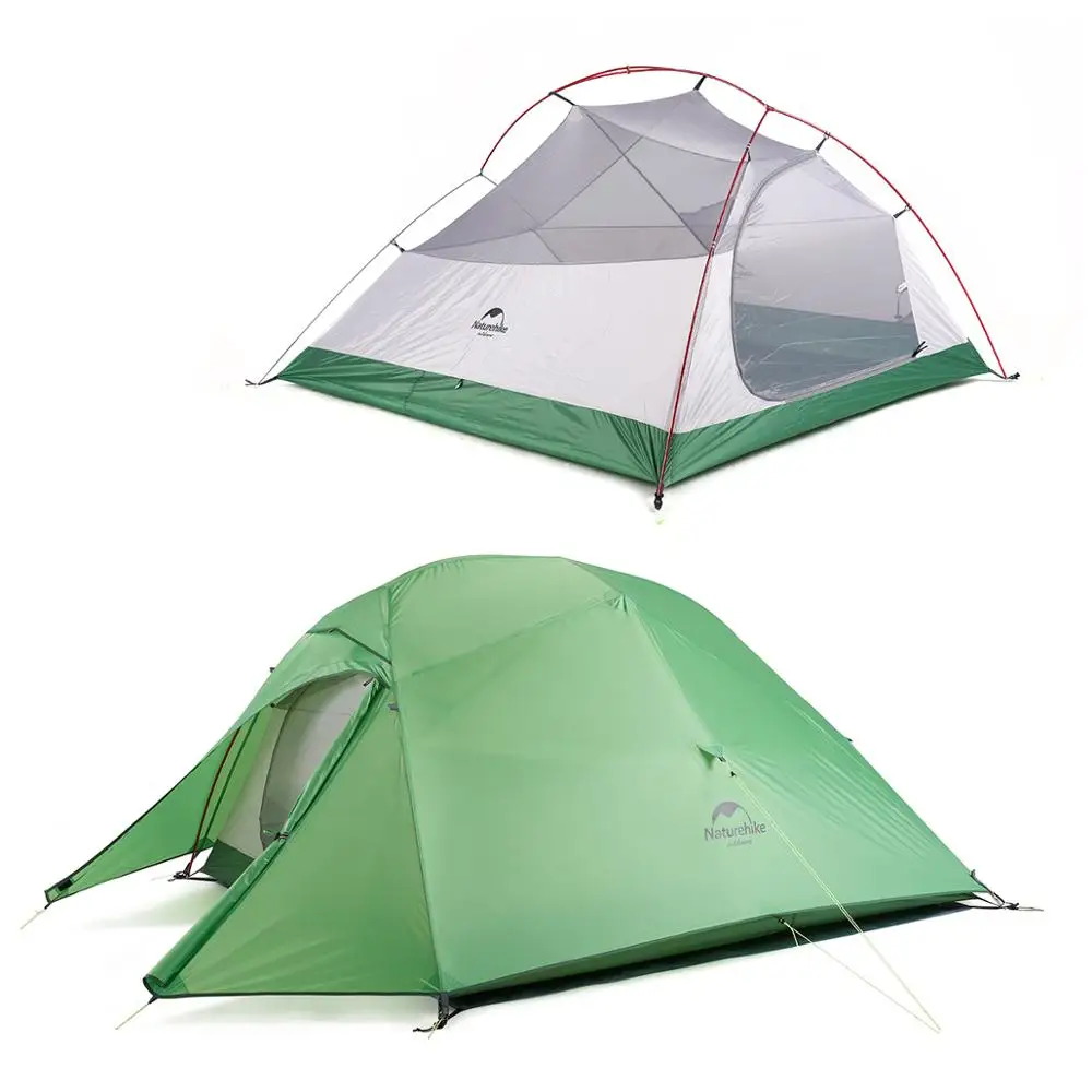 NatureHike Upgrade Cloud Up 20D силиконовые палатки двухслойные 3 Человек Палатка Сверхлегкий Открытый Палатки Кемпинг barraca de praia - Цвет: 3 person Green