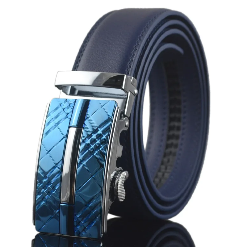 Blue CETIRI, новинка, классические, модные, бренд, коровья кожа, натуральная кожа, ремни для мужчин, специальный, синий, автоматическая пряжка, ремень - Цвет: Blue