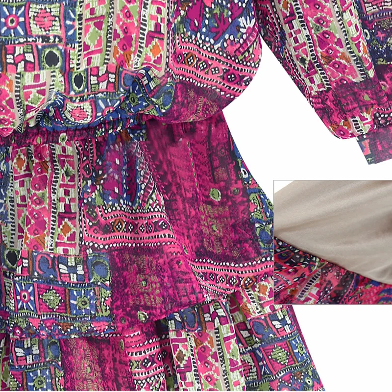 2017 Новая Мода Платье Женщины Лето Элегантный Половины Рукав Шифона Печати О