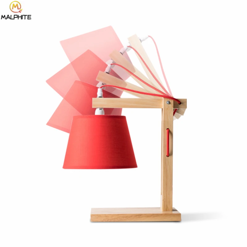 

American Solid Wood Table Lamp Living Room Table Lamps For Bedroom Bedside Lamp Nordic modern Home Deco Red Luminaire Table