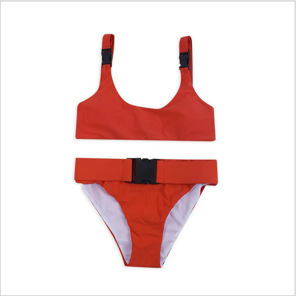 Women Lady Sexy Bikini Set Two Piece The belt Solid Color Beach Swimsuit Swimwear Bathing Suit | Спорт и развлечения