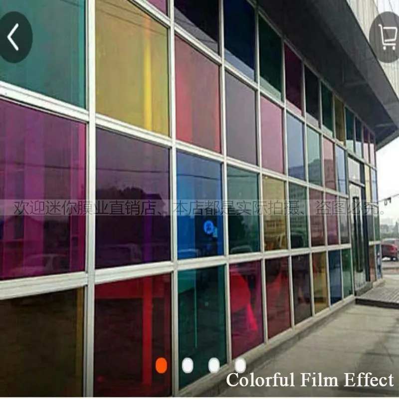 

40cmx500cm Fashionable Colorful Decorative Window Film Low Reflective Transparent Colored Window Tint Film for Building Windows