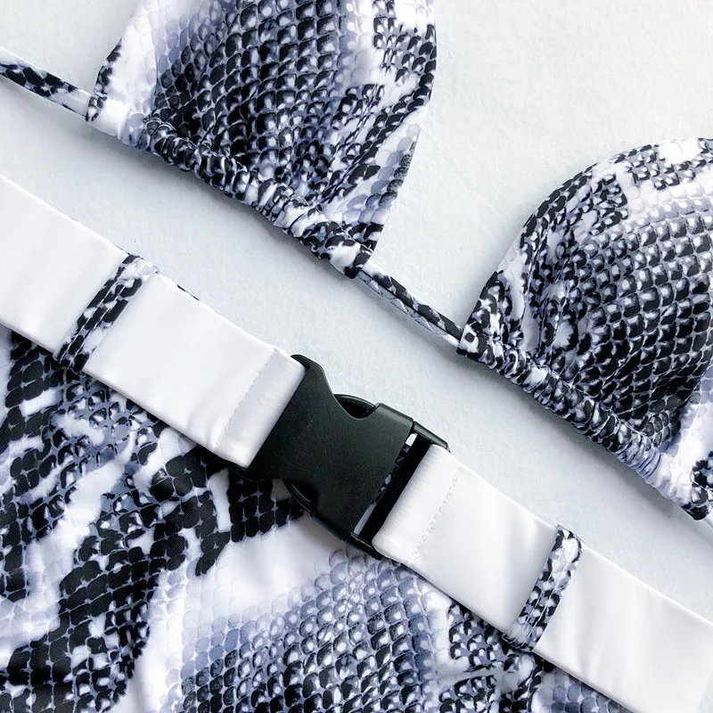 2019 для женщин пикантные Push Up Leopard набор бикини с узором ремни Высокая талия