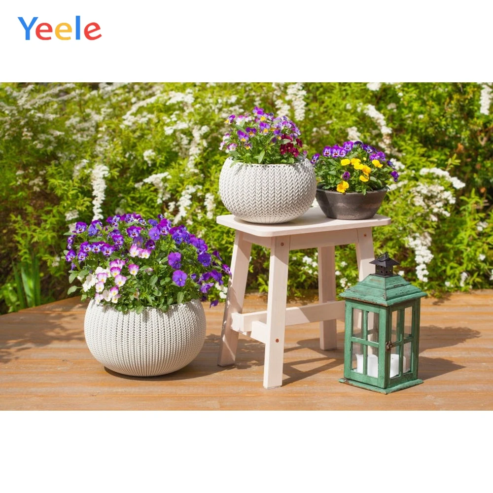 Фоны для фотосъемки Yeele дети балкон яркие цветы ваза стулья детские фоны