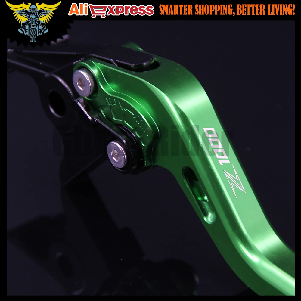 Для Kawasaki Z1000 2003 2004 2005 2006 Новый (с логотипом: Z1000) зеленый ЧПУ Регулируемый 2 пальца