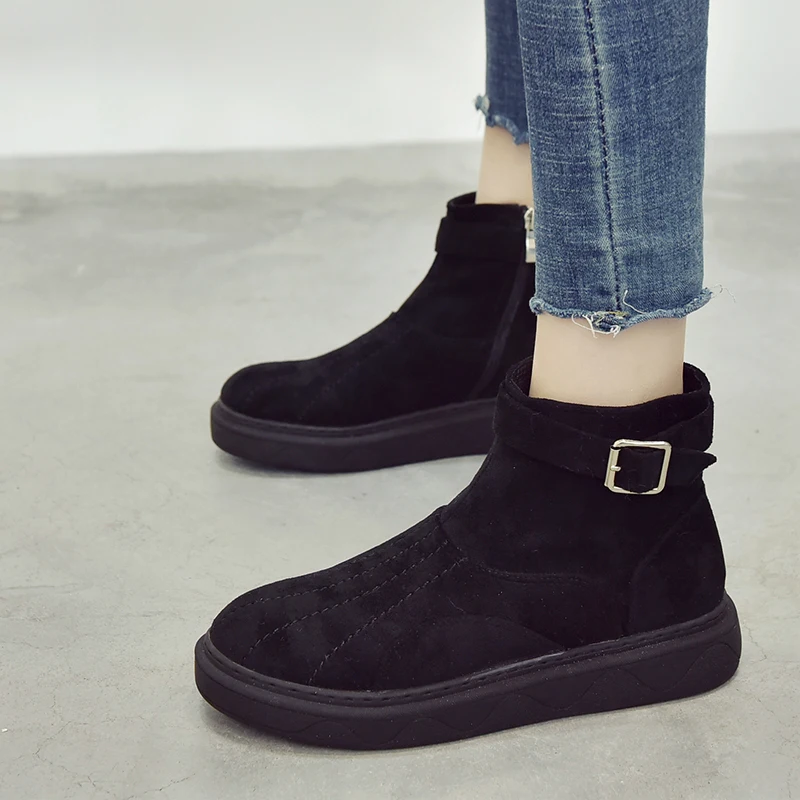 2018 новые зимние теплые плюшевые меховые туфли женские botas mujer feminina мотоциклетные