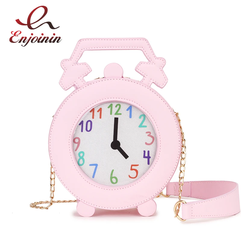 Сумка тоут из ПУ кожи для молодых девушек Модный саквояж на плечо с будильником и