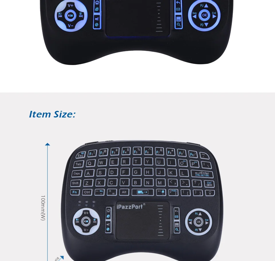 IPazzPort 21TL RGB подсветка 2,4 ГГц Беспроводная клавиатура воздушная мышь с тачпадом для Android tv Box, мини ПК, Raspberry Pi3, OEM