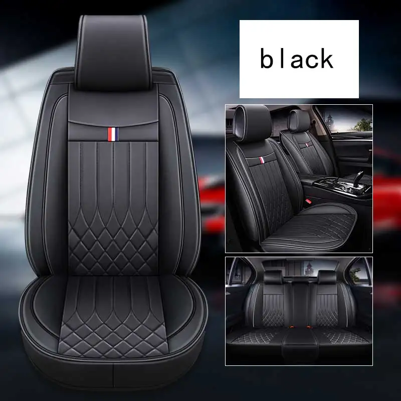 black Кожаные чехлы для сидений автомобиля накидка для сиденья протектор для Mercedes Benz w166 w201 w202 t202 w203 t203 w204 w205 t210 w211 t211 - Название цвета: black