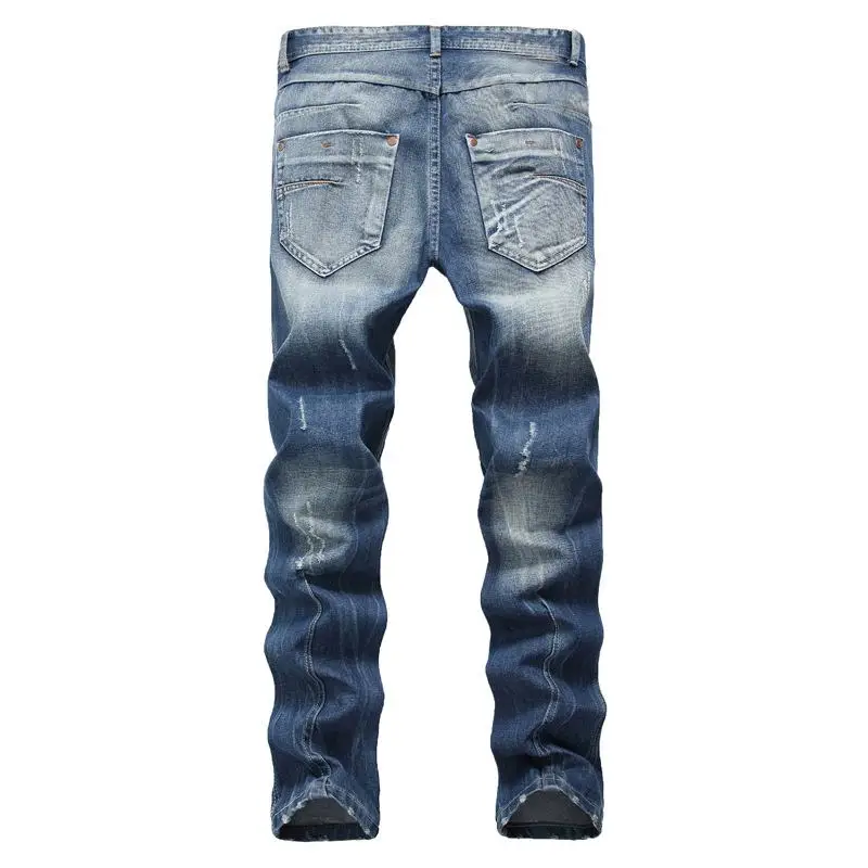 Fashion 2018 New Mens denim long pants casual distressed hole male Jeans Masculino Long Trousers mens straight blue jeans 28 42|Мужские