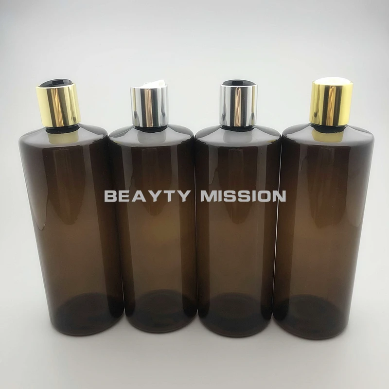 Пустая коричневая пластиковая бутылка для шампуня BEAUTY MISSION 500 мл 12 шт./лот с