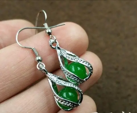 Зеленый малайский жадеит серьги женские модели jadeite передачи бисера|jadeite