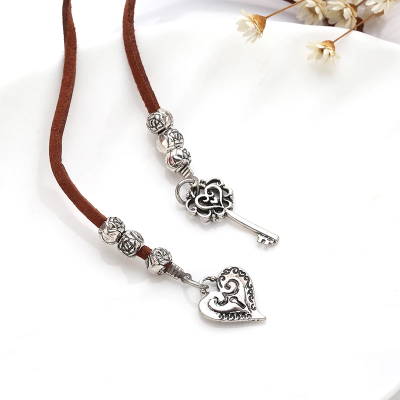 Новинка колье и ожерелье набор античное серебро шея богемное кожа ошейник