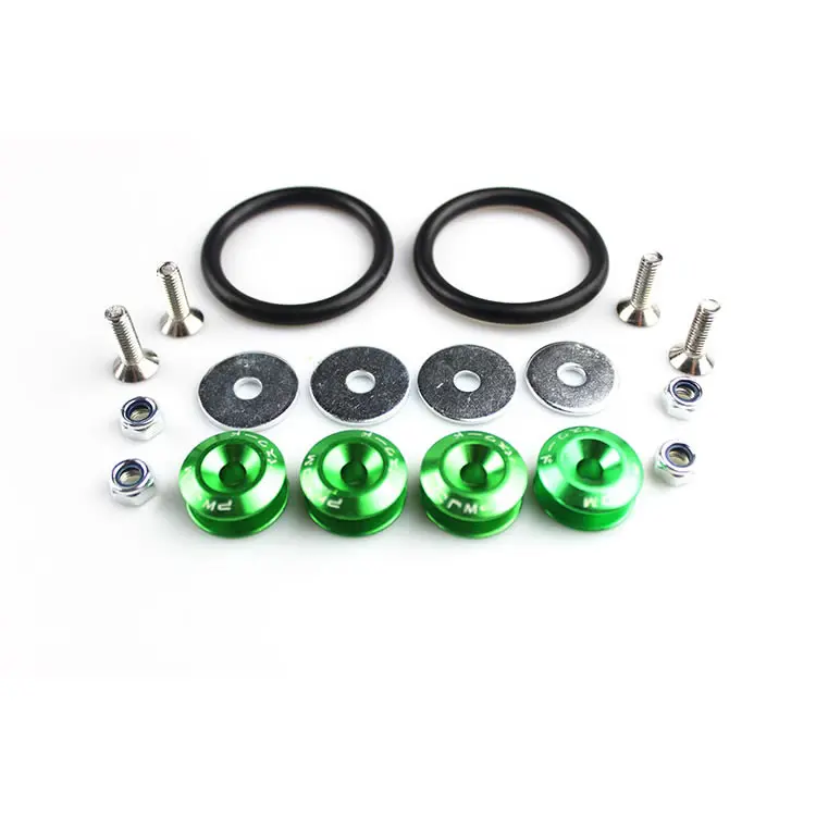 Green RASTP-JDM Neo хромированные быстросъемные крепежи для автомобильных бамперов, багажника, крышек люка, комплект RS-QRF001 - Название цвета: Green