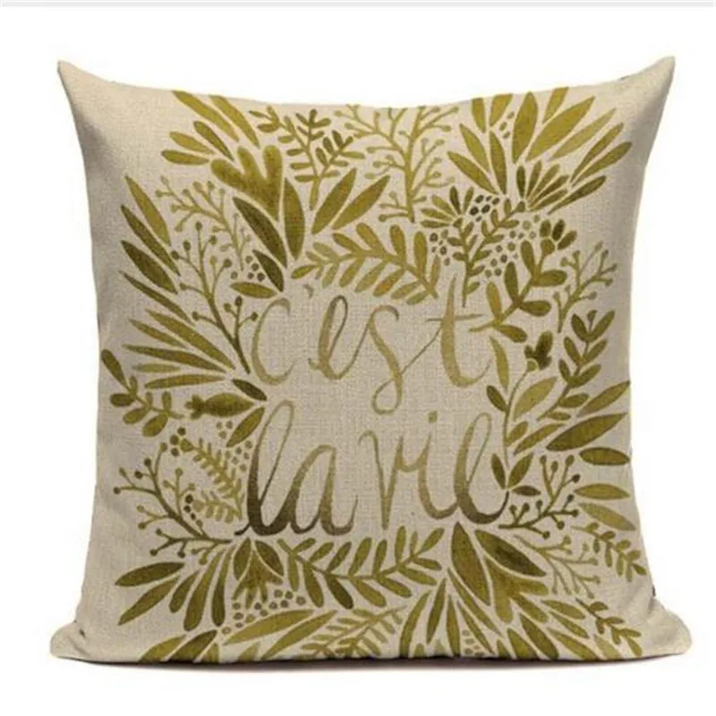 Decorative throw pillows cover Modern simple pillow Popper geometry plant noble gold trees leaf cotton linen sofa cushion | Дом и сад