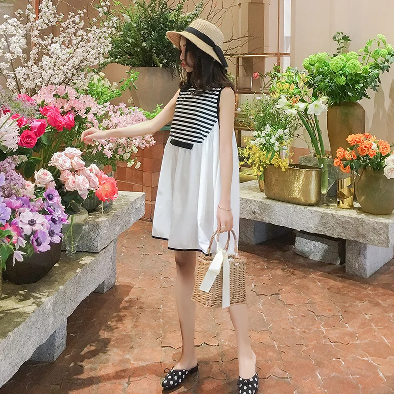 2019 Новое поступление платье для беременных женские летние платья в полоску