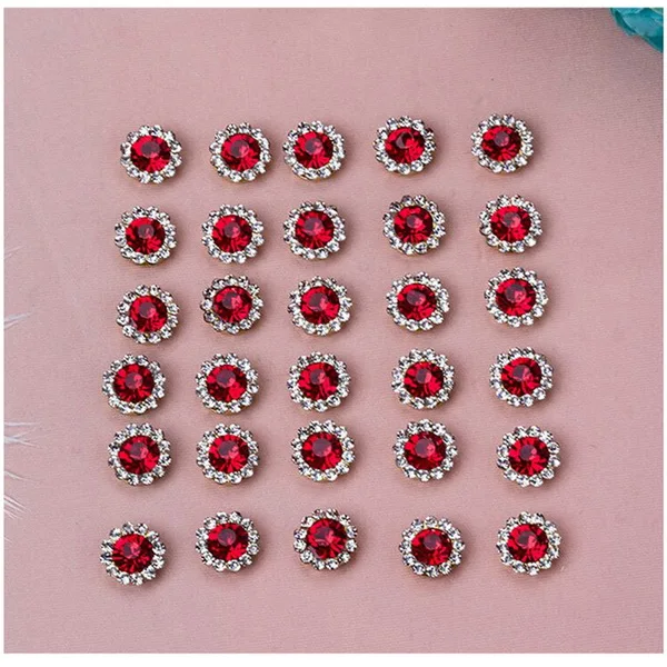 Gold Red Круглые полимерные стразы стекло камень коготь Кристалл Пряжка кабошон база для DIY ремесло украшение для альбома - Цвет: Gold Red