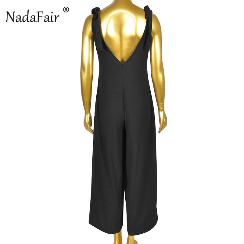 Женский комбинезон с открытой спиной FSDA свободный хлопковый широкими