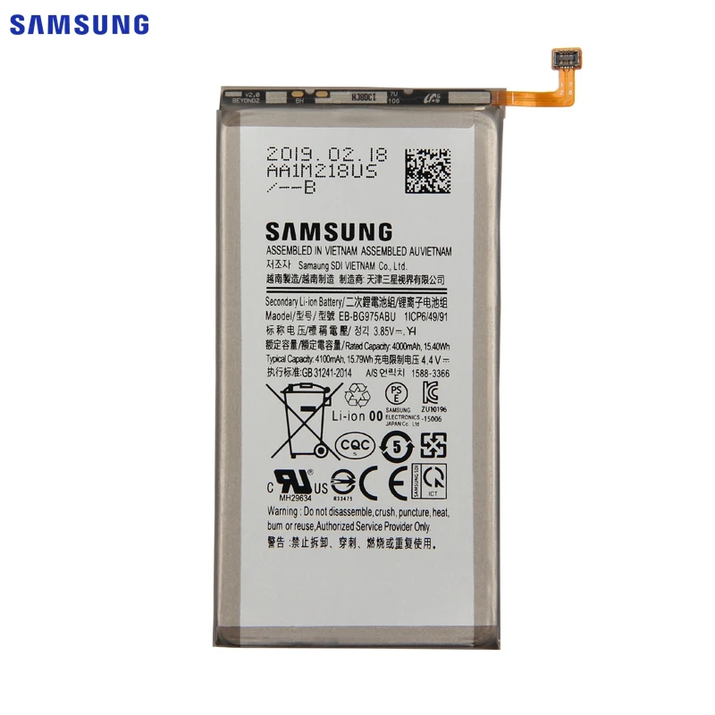 Оригинальный запасной аккумулятор SAMSUNG EB BG975ABU для Samsung Galaxy S10 + Plus SM G9750 Аутентичные