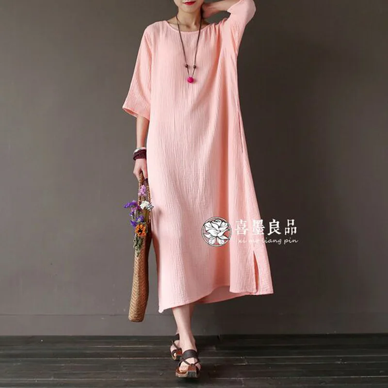 Льняное Хлопковое платье размера плюс новинка 2017 модное женское летнее короткое