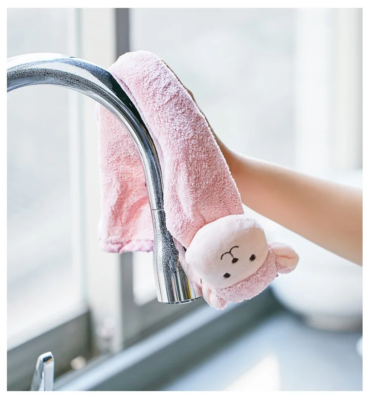 4PCS in 1 set Carton cute hand towel Thickened hanging water-absorbing coral wool quick-dry can be hung on the wall | Дом и сад