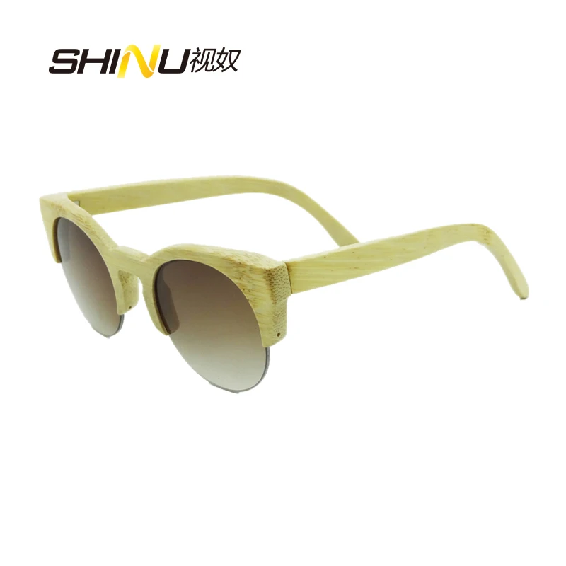 

High Quality Mirror Coating Sunglasses Wood Bamboo Sunglasses Vintage Half-Rim Sunglasses Women Men Retro Eyeglasses Oculos 6017