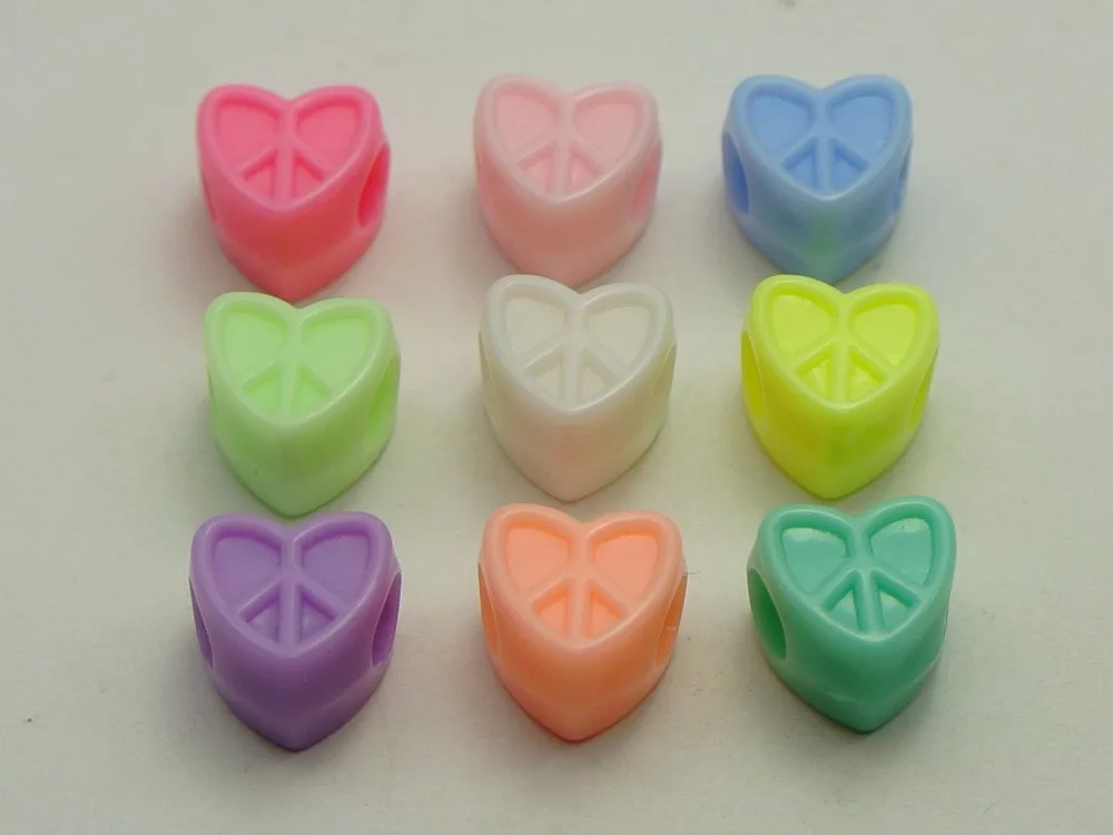 200 Mixed Pastel Color Acrylic Cute Love Heart Pony Beads for Kids Kandi Craft | Украшения и аксессуары