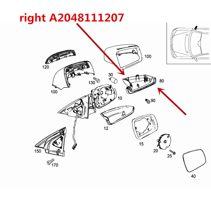 Заднее зеркало корпус 2010-mer ced es-be nzGLK260 GLK300 GLK350 C200 C180 уровень заднего вида крышка