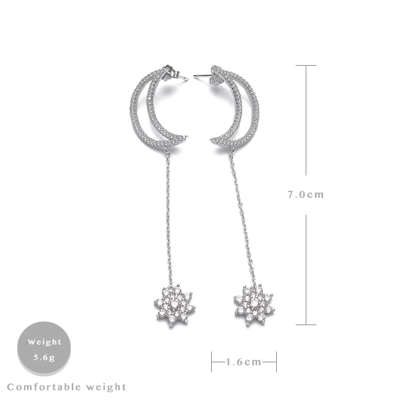 

Amorita boutique 925 Star and moon pendant design stylish elegant drop earrings
