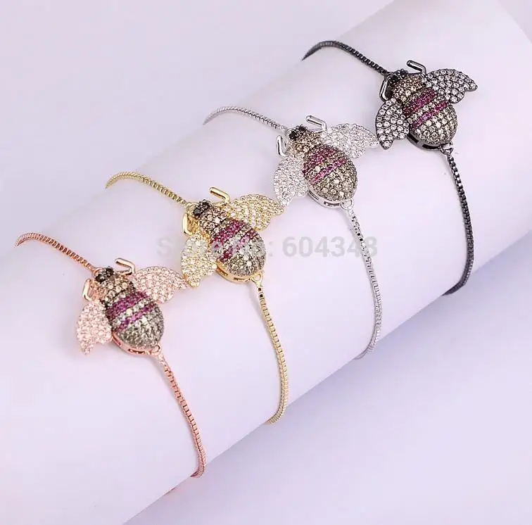 5 шт. ZYZ182-0312 Micro Pave CZ браслет Femme слайдер цепи Шарм насекомых разъем Браслеты Для женщин ювелирные изделия - Окраска металла: Mix Color Bracelet