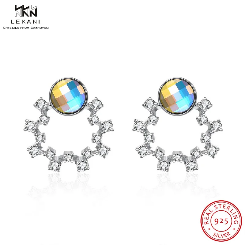 Женские серьги подвески LEKANI с кристаллами Swarovski милые капли гирляндой из золота и