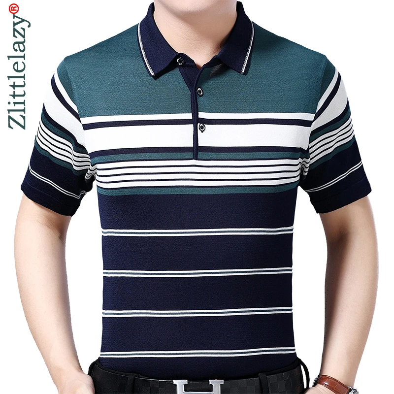 2021 брендовая Повседневная летняя полосатая рубашка поло с коротким рукавом