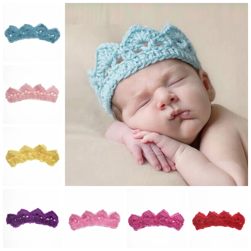 

Yundfly Children Crown Knitting Crochet Hat Caps Clothes Hair Accessories Newborn Photography Props Birthday Gift