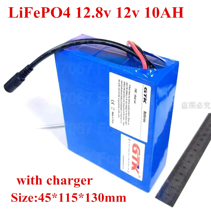 10Ah LiFePO4 12.8v 14.6v 12v 10AH lithium iron phosphate monitor led lighting rechargeable battery camera+ 14.6v 1.5A charger