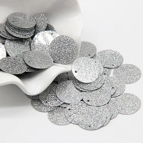 Silver Блестящие Блестки диаметром 20 мм блестки из ПВХ с 1 боковым отверстием для одежды аксессуары DIY художественное украшение Изготовление ювелирных изделий 20 г - Цвет: Silver
