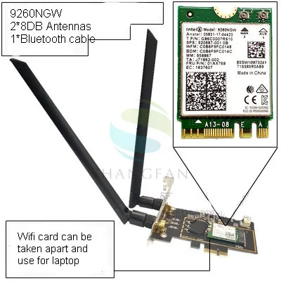 Двухдиапазонный Настольный PCI E 1X беспроводной AC 9260 Intel 9260NGW 802.11ac 5 ГГц 1 73 Гбит/с WiFi